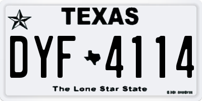 TX license plate DYF4114