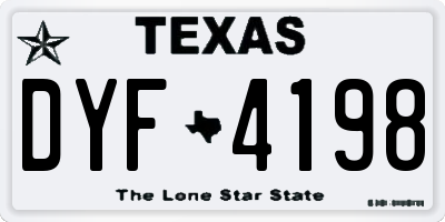 TX license plate DYF4198