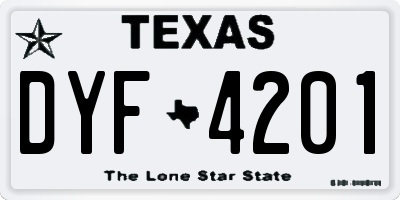 TX license plate DYF4201
