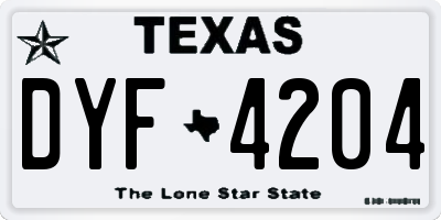 TX license plate DYF4204