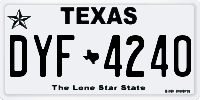 TX license plate DYF4240