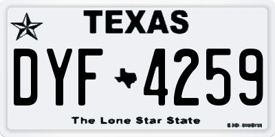 TX license plate DYF4259