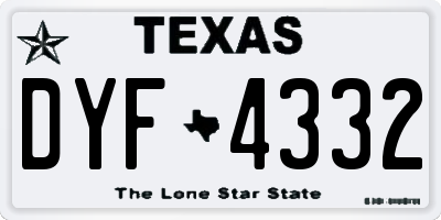 TX license plate DYF4332