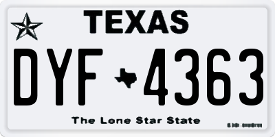 TX license plate DYF4363