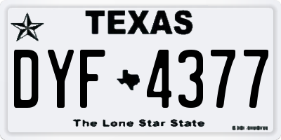 TX license plate DYF4377