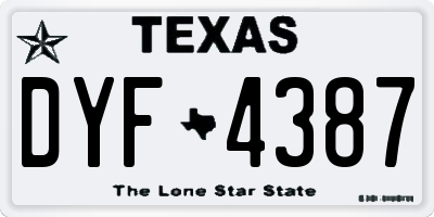 TX license plate DYF4387