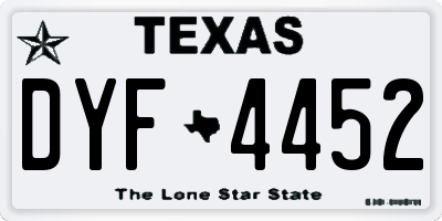 TX license plate DYF4452