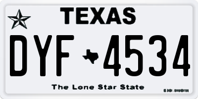 TX license plate DYF4534