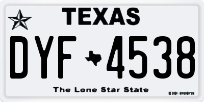 TX license plate DYF4538