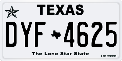 TX license plate DYF4625