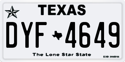 TX license plate DYF4649