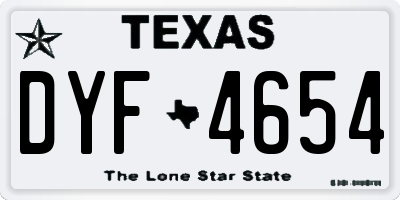 TX license plate DYF4654