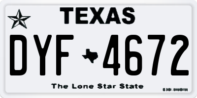 TX license plate DYF4672