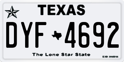 TX license plate DYF4692