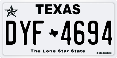 TX license plate DYF4694