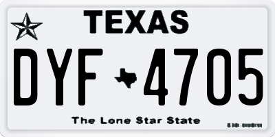 TX license plate DYF4705
