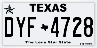 TX license plate DYF4728