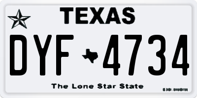 TX license plate DYF4734
