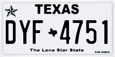 TX license plate DYF4751