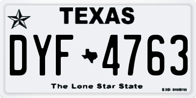 TX license plate DYF4763
