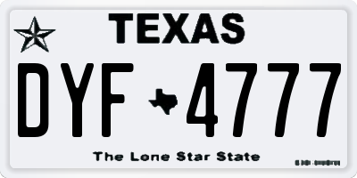 TX license plate DYF4777