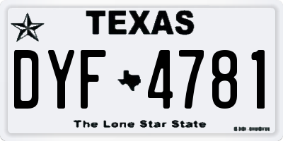 TX license plate DYF4781