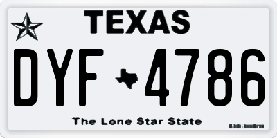 TX license plate DYF4786