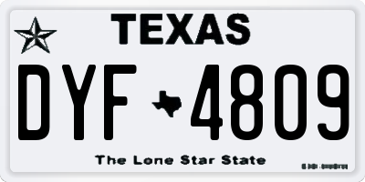 TX license plate DYF4809