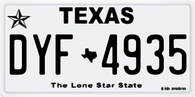 TX license plate DYF4935