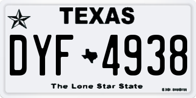 TX license plate DYF4938