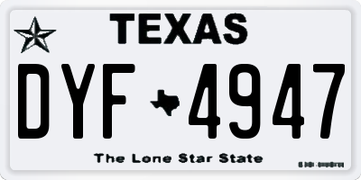 TX license plate DYF4947