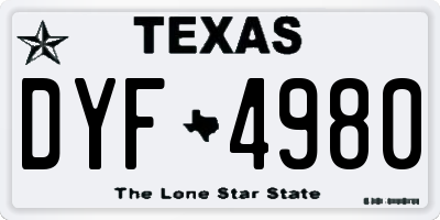 TX license plate DYF4980