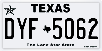 TX license plate DYF5062