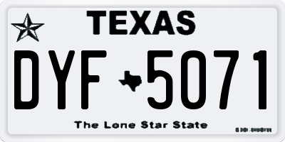 TX license plate DYF5071