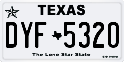 TX license plate DYF5320