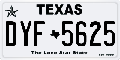 TX license plate DYF5625
