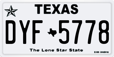 TX license plate DYF5778