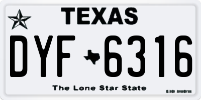 TX license plate DYF6316