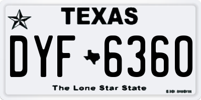 TX license plate DYF6360