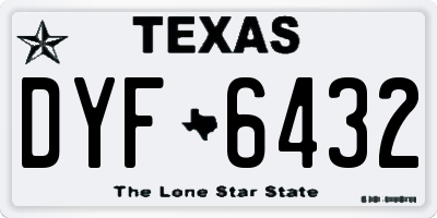 TX license plate DYF6432