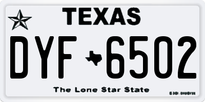 TX license plate DYF6502