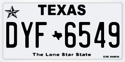 TX license plate DYF6549