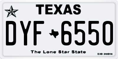 TX license plate DYF6550