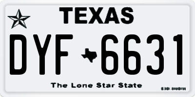 TX license plate DYF6631