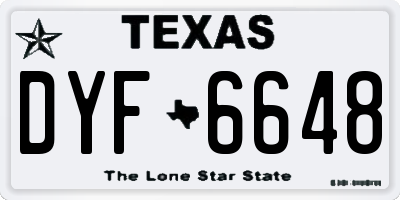 TX license plate DYF6648