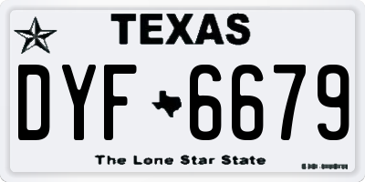 TX license plate DYF6679