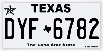 TX license plate DYF6782