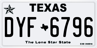 TX license plate DYF6796