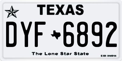 TX license plate DYF6892
