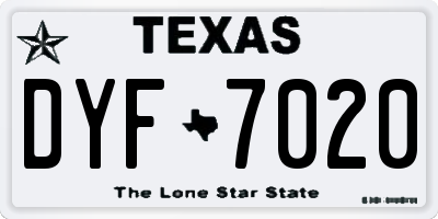 TX license plate DYF7020
